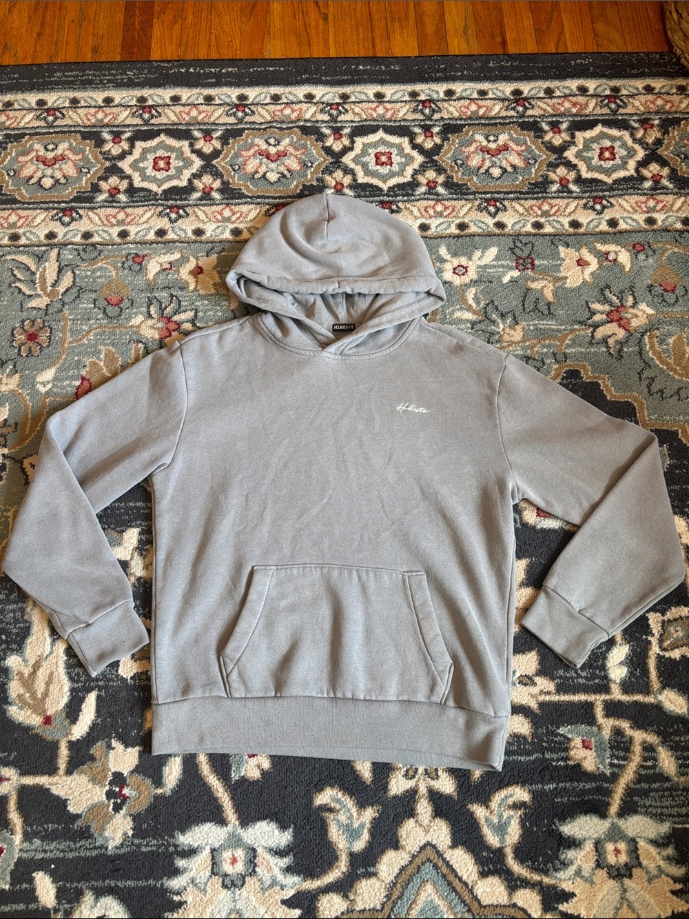 Hollister Gray Pullover Hoodie with Subtle Script Logo
